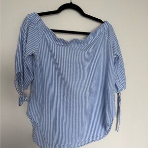 Blue Striped Off the Shoulder Women's Top